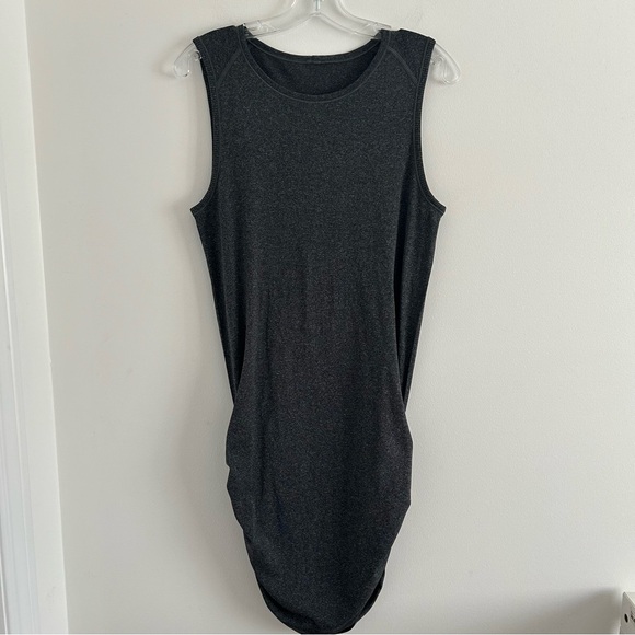 (SOLD) LULULEMON In The Flow Sleeveless Ruched Dress Grey Size 6 - Picture 6 of 11